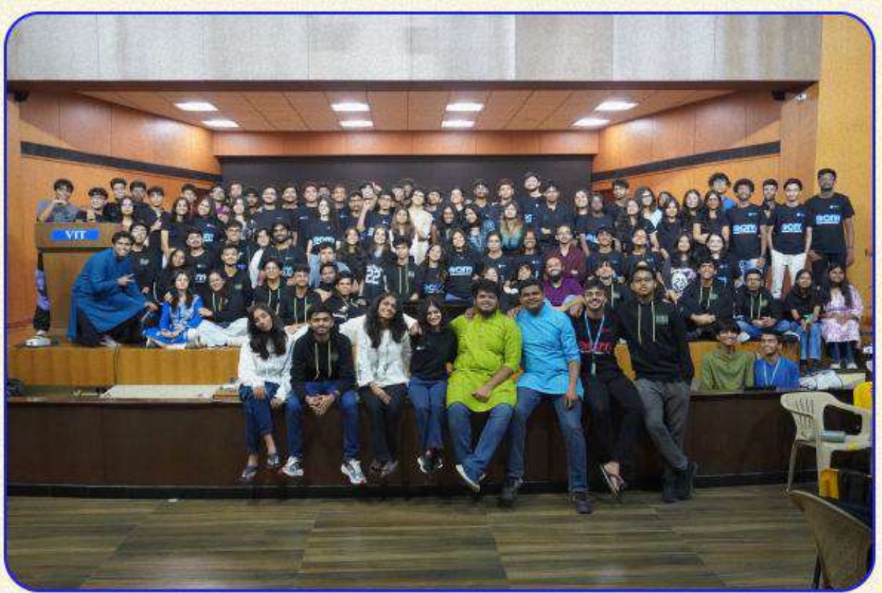 Organisers and participants of Code2Create 2025 gathered on stage at graVITas.